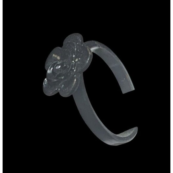 Gothic Casual Black Floral Fashion Ring Size 8 1/2 - Picture 10 of 11